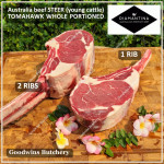 Beef rib TOMAHAWK Australia STEER (young cattle) DIAMANTINA frozen portioned 1 rib +/- 1.6kg (price/kg)